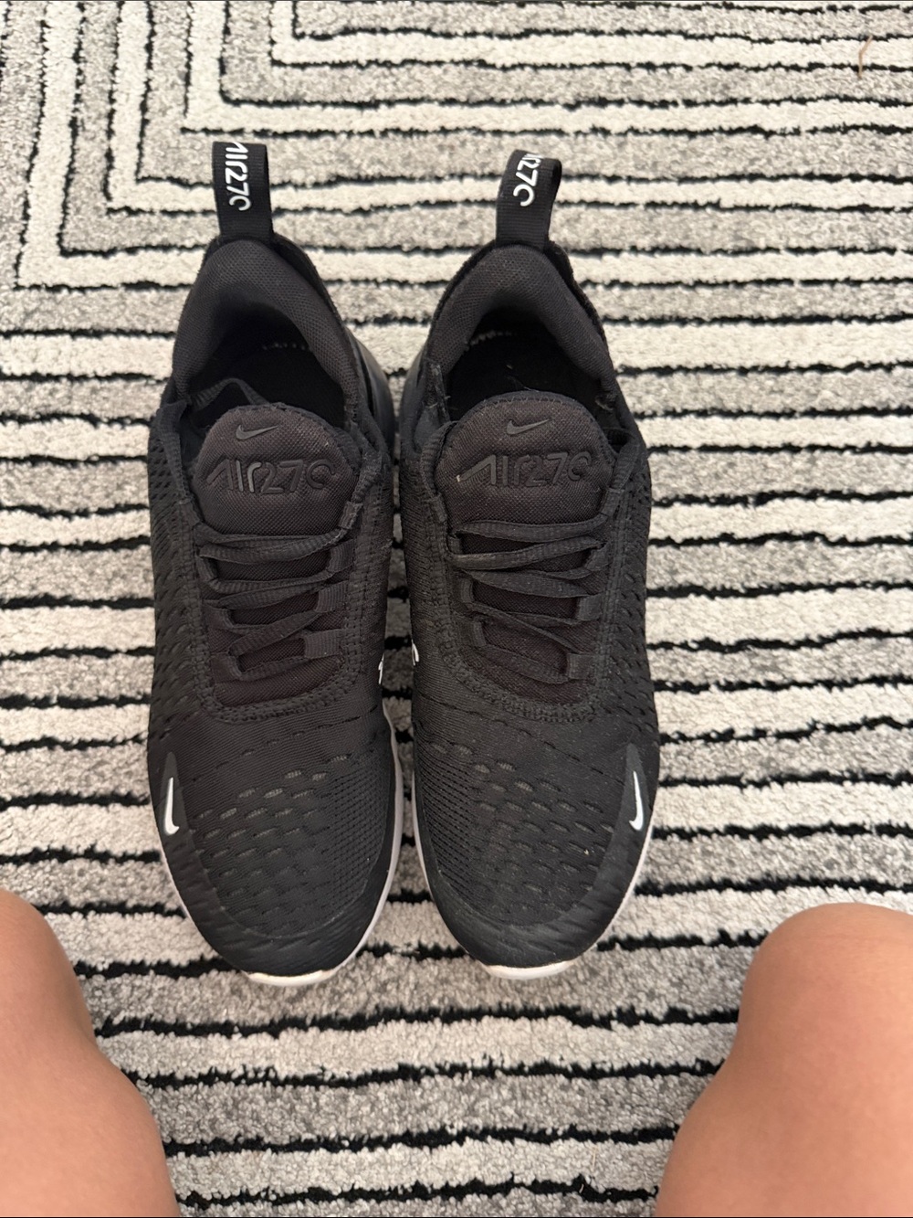 Nike Black Air270 Knit Running Shoes with White Accents